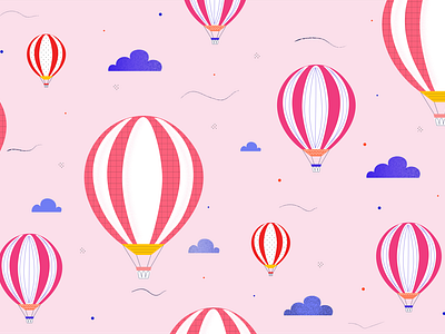 Air Balloon Pattern 2d adobe airballoon clouds illustration illustrator patten patterns vector