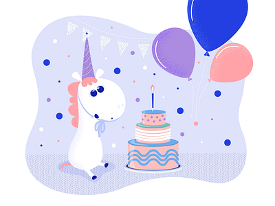 Birthday Unicorn 2d adobe adobe illustration adobe ilustrator art birthday character cute cute animal design happy birthday illustration illustrator ui unicorn vector