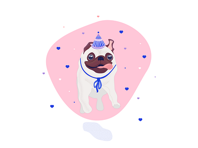 Running pug 2d adobe birthday character cute cute animal design dog doggo doggy happy birthday heart hearts illustration illustrator pug pugs running dog ui vector