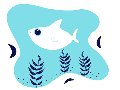 Sharky 2d adobe character cute cute animal design illustration illustrator plants shark sharks vector