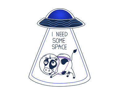 I need some space 2d adobe adobe illustrator alien character cow cute cute animal design illustration illustrator lineart lineillustration space spaceship sticker sticker design stickers universe vector
