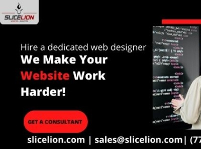 Want to hire adedicated web designer? - Slicelion branding design hire a web designer service illustration logo vector web design and seo web design seo web development
