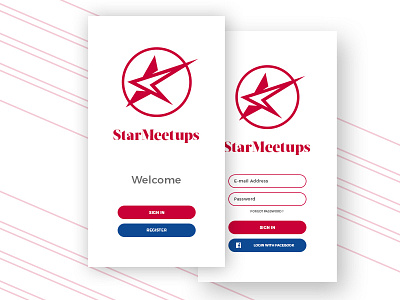 StarMeetups Mobile App Prototype app cool facebook form mobile new register sign in sign up ui ux welcome