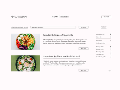 Search for recipe branding design home page minimal pege search recipe serch ui uiux ux web