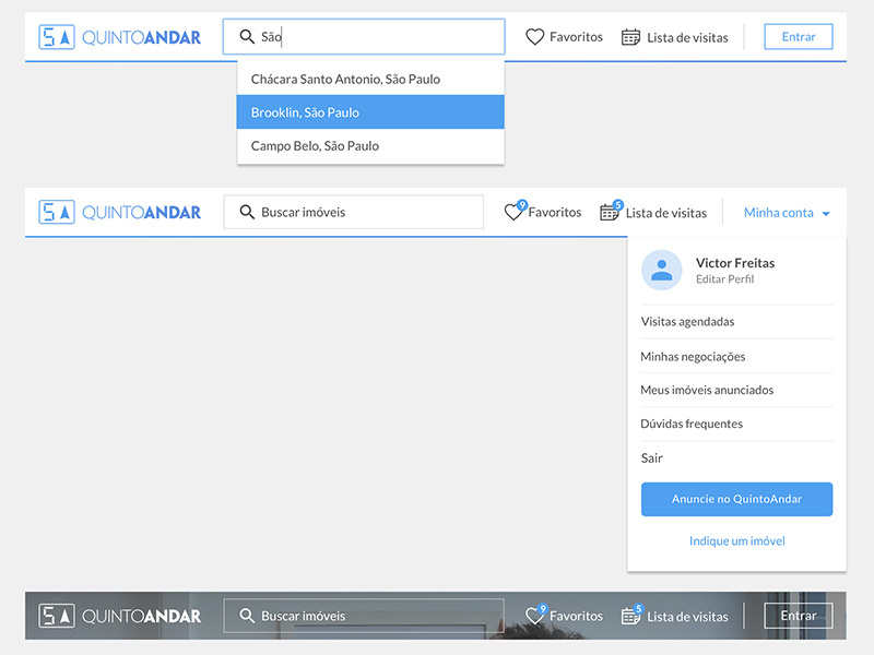 UI Header / Quinto Andar by Victor Freitas on Dribbble