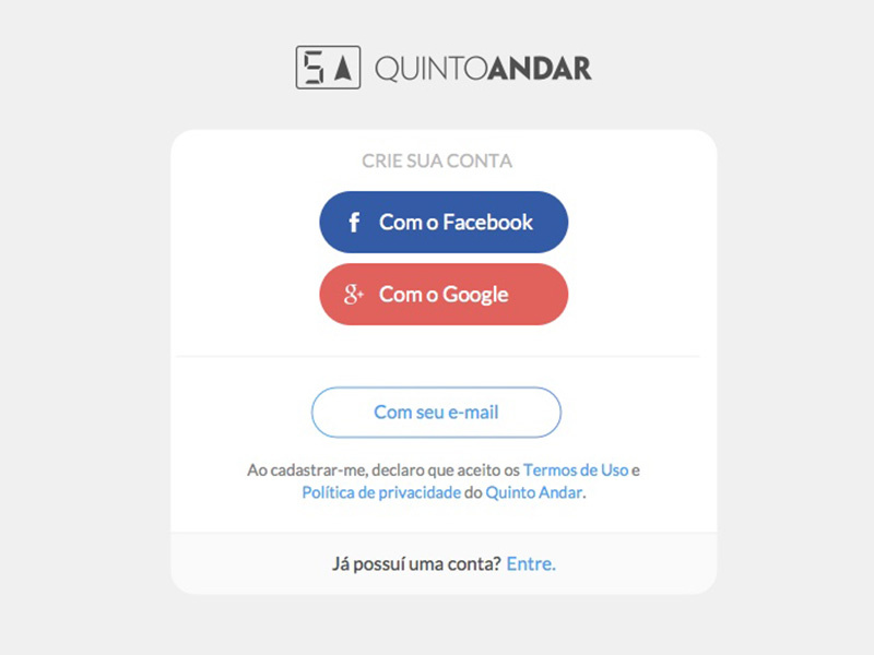 Signup page / Quinto Andar by Victor Freitas on Dribbble