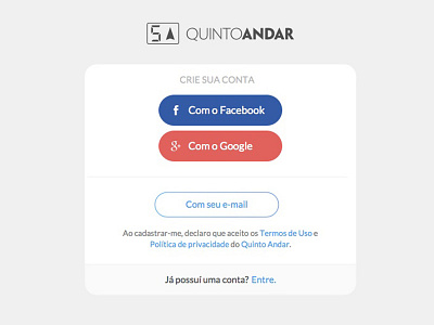 Signup page / Quinto Andar mobile quintoandar signin signup websitepage