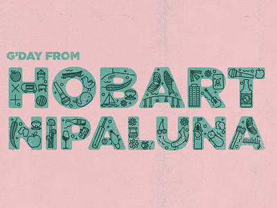 Hobart/nipaluna Typography hobart icon illustration risograph typogaphy