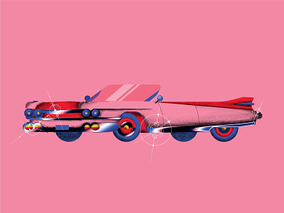 Cadillac car chrome illustration pink retrocar truegrittexturesupply