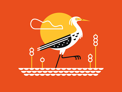 White heron bird design geometric graphic design illustration vector white heron