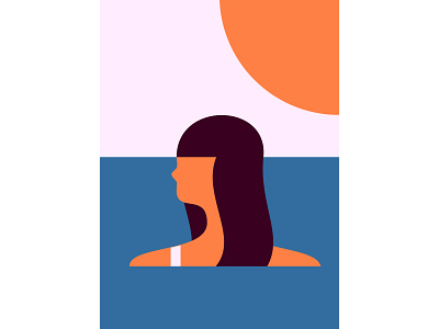 Girl and the sea design geometric girl illustration sea summer sun vacation vector woman