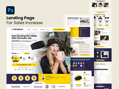 Sleeping Headband -Landing Page adobe photoshop sleep sleep headphone sleeping headband ui ui design user interface design
