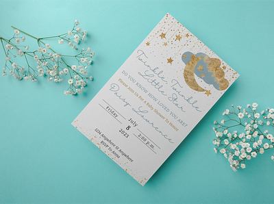 Twinkle Twinkle, Little Star Baby Shower Invitation Template baby shower ideas baby shower invitation baby shower invite baby shower party baby shower template canva celestial baby shower design digital baby shower digital invitation digital invite editable baby shower invite graphic design illustration invitation template