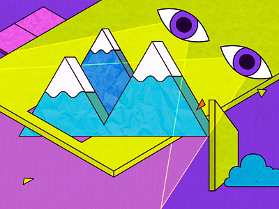 Mountain View II banner bright colorful eyes geometric graphic design illustration landscape modern mountain playful shapes