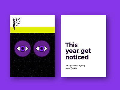 This year, get noticed ! branding colorful eyes geometric minimal playful purple sky swiss universe