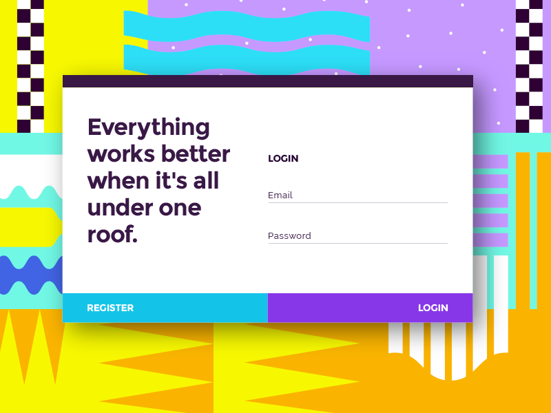 DailyUI Challenge #001 patterns playful register pop oneroofagency colorful 001 login ui dailyui
