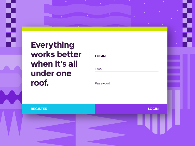 DailyUI Challenge #001 patterns playful register pop oneroofagency colorful 001 login ui dailyui