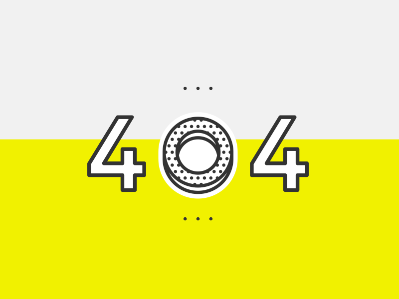 DailyUI Challenge #008 - 404 Page page hint ux ui bagel donut 404 yellow challenge 008