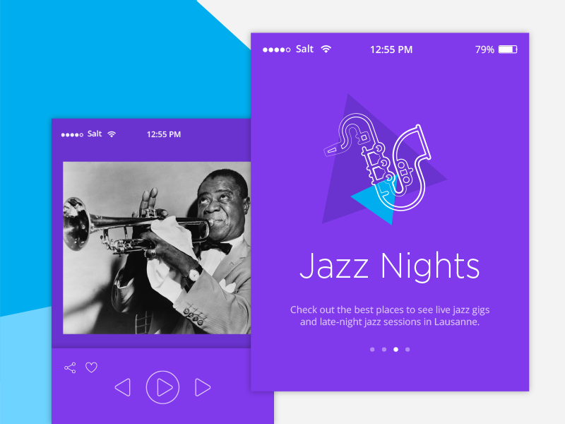DailyUI Challenge #009 - Music Player nights jazz blue purple playful colorful 009 player music ui dailyui