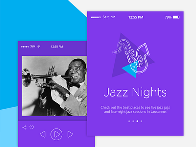 DailyUI Challenge #009 - Music Player 009 blue colorful dailyui jazz music nights player playful purple ui