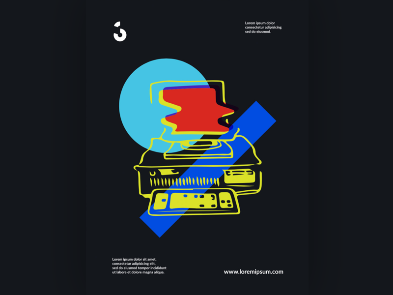 Couleur 3 - Brand Research illustration geometric shapes electric black colorful tech computer branding