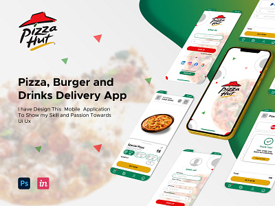 UI/UX Design Pizza, Burger and Drinks Delivery App app design food app food delivery app graphic design mobile applications pizza app ui user interface ux