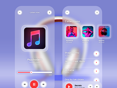 Songs App ui design | Ui Mobile application design