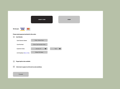 Credit card Payment page