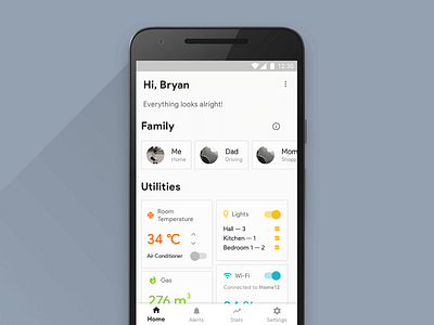 Daily UI 021: Home Monitoring Dashboard android app daily ui dashboard minimal mobile ui ui design ux ux design