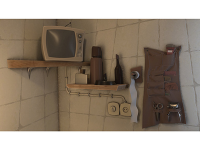 Barber Shop Environment 3d animation design