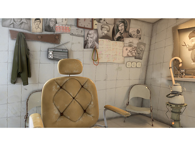 Barber Shop Environment 3d animation