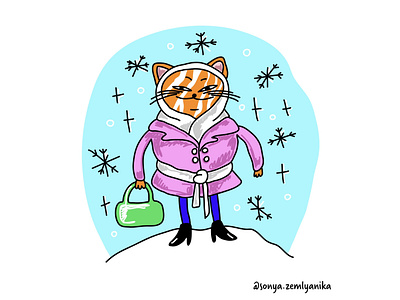 Winter cat illustration vector