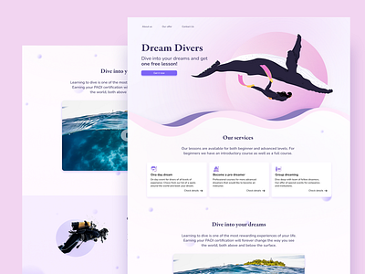 Diving school landing page