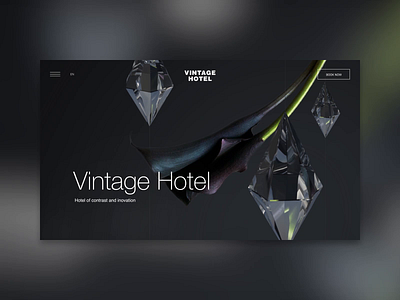 Vintage Hotel 3d animation concept contrast crystals desktop flower interaction motion ui