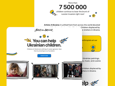Aritists for Ukraine 🇺🇦 charity design dribbble foundation glory to ukraine interface landing non profit stop russian agression stop war ui ukraine ux web