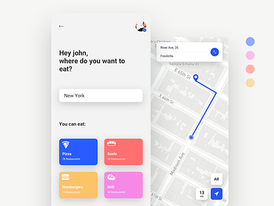 Food app address app eat food food app map navigate pizza rebound redesign ui