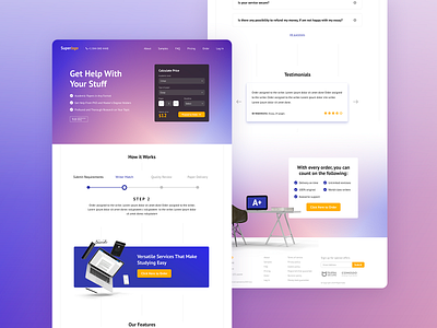 Website design cta design desktop how it works illustration interface landing steps study testimonials ui web