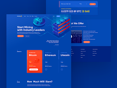 Bitcoin Mining bitcoin cryptocurrency design flat mining site typogaphy ui ux web