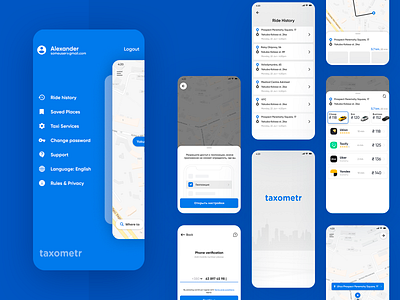 Taxi Mobile App app design interface list map menu mobile ride taxi ui uiux ux