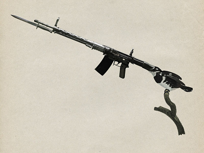 50 Shoot5 bird collage gun strng vintage