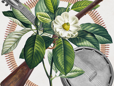 122 Ballads botanical bullets collage flower gun kipling magnolia strng vintage