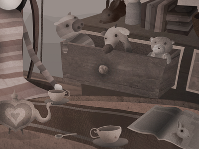 Tea Table coffee house cozy cuddly illustration tea table teddy bear