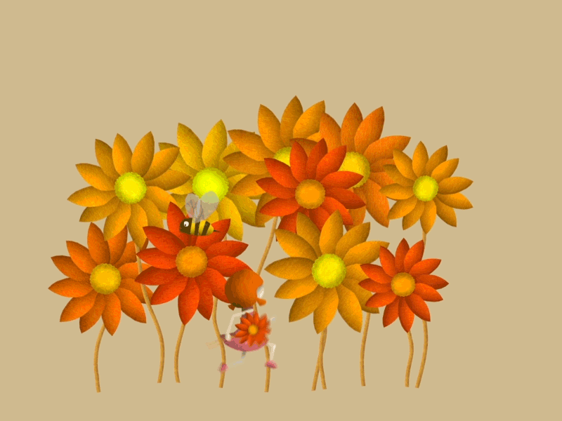 Picking Flowers animation bee flowerpicking garden picking flowers summer