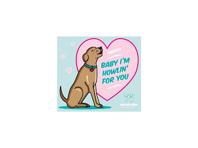 Howlin awoo card dog heart howl valentine