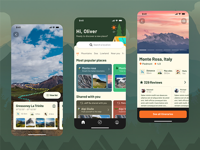 Hiking Mobile App | UI Challenge #06 adventure app camping climbing design equipment hike hiking hiking app ios map mobile mountains nature product design travel travel app ui ux weather