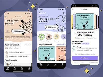 Mental Health Neubrutalism Mobile App | UI Challenge #13