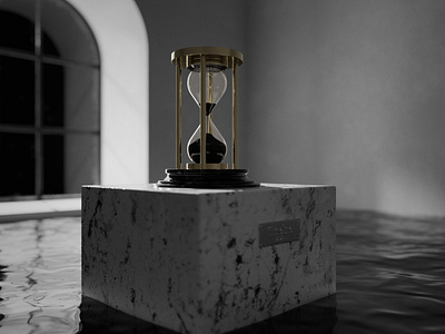 Timeline x 02 3d 3d artwork black and white c4d cinema4d hourglass light minimalist photoshop redshift render shadow time water