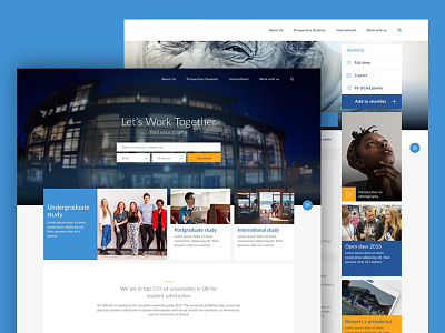 University site concept card material responsive ui uni university ux website