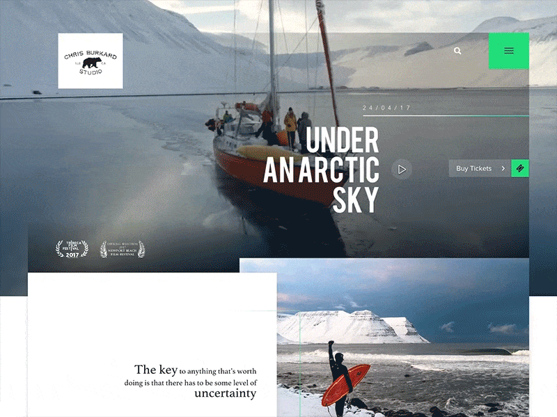 Under An Arctic Sky chris burkard film gif interaction movie parallax principle surf surfing