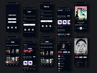LOBOTOMY - Music App app design ui ux